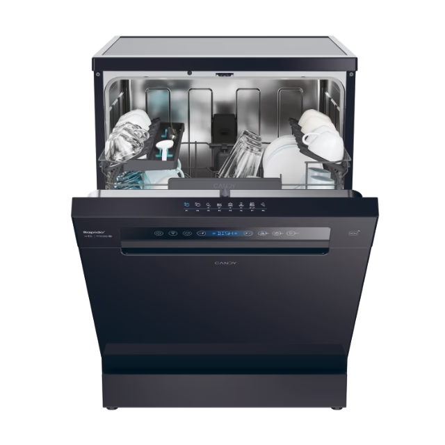 Masina de spalat vase independenta CANDY Rapido CF 5C6F0B, 15 seturi, 8 programe, 60 cm, Clasa C, negru [4]