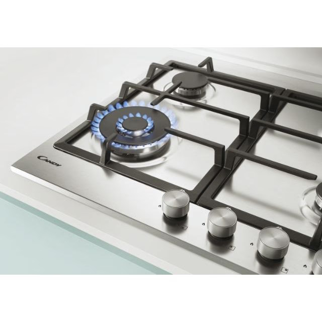 Plita incorporabila Candy CHG 6BF4WPX, Gaz, 4 arzatoare, Aprindere electrica, Sicuriflame, Arzator Double Crown, 60 cm, Inox [3]