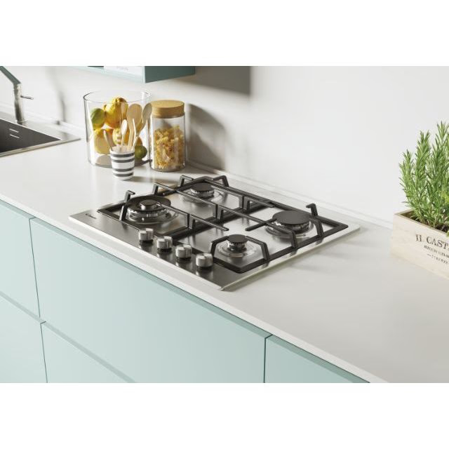 Plita incorporabila Candy CHG 6BF4WPX, Gaz, 4 arzatoare, Aprindere electrica, Sicuriflame, Arzator Double Crown, 60 cm, Inox [2]