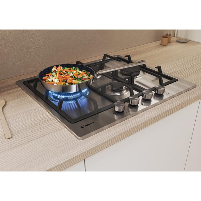 Plita incorporabila Candy CHG6DWPX, Gaz, 4 arzatoare, Gratar fonta, Arzator Wok, 60 cm, Inox [2]