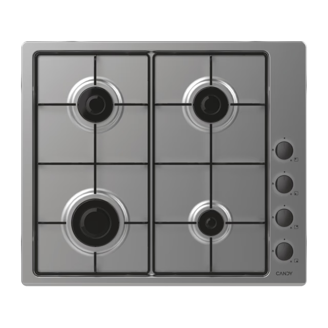 Plita incorporabila Candy CHW6LBX, Gaz, 4 Arzatoare, Aprindere electrica, Siguranta arzatoare, 60 cm, Inox [1]