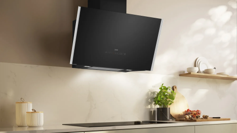 Hota decorativa inclinata NEFF D98IPT2S0, 90 cm, 1007 m³/h, senzor aer, Home Connect, Efficient Drive, Touch Control, negru [1]