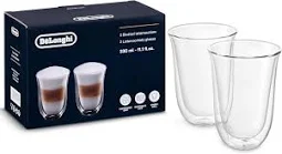 Accesorii electrocasnice - Set 2 pahare De’Longhi DLSC312 pentru latte macchiato 330 ml