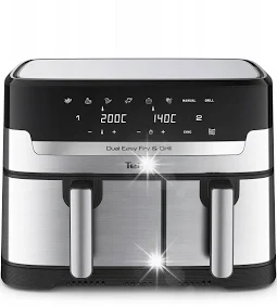 Aparate pentru gatit - Friteuza cu aer cald dubla 8.3L, 2700W, 2 compartimente, grill, 8 programe automate