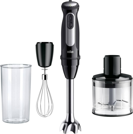 Electrocasnice mici - Blender vertical Braun MultiQuick 5 Pro MQ55236M, 1000W, 25 trepte viteză + turbo, accesorii tocător + tel + pahar