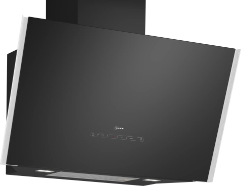 Aparate pentru gatit - Hota decorativa inclinata NEFF D98IPT2S0, 90 cm, 1007 m³/h, senzor aer, Home Connect, Efficient Drive, Touch Control, negru