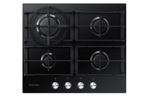 Plită pe gaz încorporabilă 60 cm – 4 arzătoare, grătare fontă, negru [2]