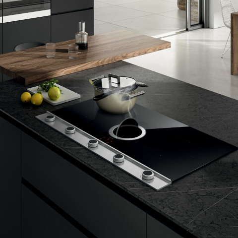 Plită cu inducție și hotă integrată Elica NikolaTesla Unplugged BLIX/A/90 PRF0184547, 90 cm, control rotativ, inox + negru [1]