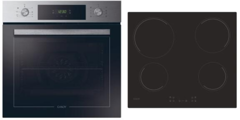 Aparate pentru gatit - Pachet încorporabil Candy – cuptor electric 70 L + plită vitroceramică, A+, inox