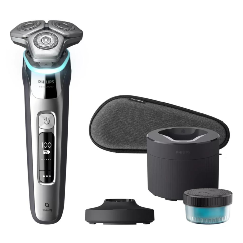 Ingrijire personala - Aparat de ras electric Wet & Dry cu tehnologie SkinIQ, BeardAdapt, statie curatare, incarcare rapida, negru