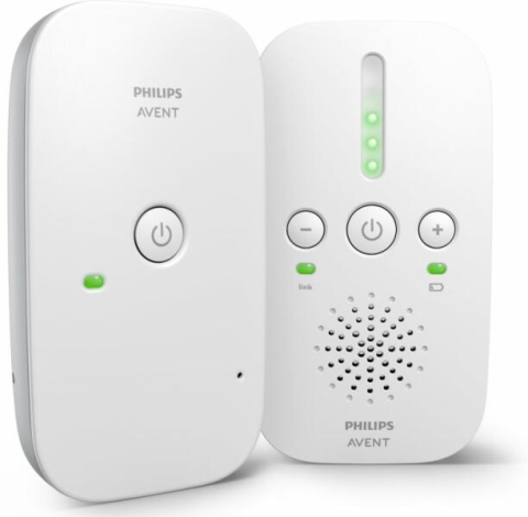 Baby monitor audio DECT digital, rază 300 m, Smart ECO, lumină de veghe, alb [1]