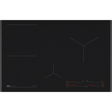 Plite incorporabile - Plita incorporabila cu inductie AEG TII84B00FZ, 80 cm, SaphirMatt, Bridge, Hob2Hood, 4 zone, Negru