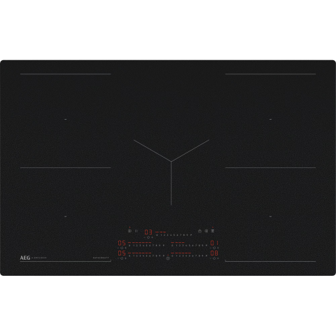 Plite incorporabile - Plita incorporabila cu inductie AEG TII84B0FFZ, 80 cm, SaphirMatt, Bridge, Hob2Hood, 4 zone, Negru