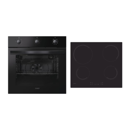 Cuptoare cu aburi - Set cuptor incorporabil Candy FIDC N612, Electric, 70 l, Display, Grill, Display, Clasa A + Plita incorporabila Candy CH64CCB/4U2, Vitroceramica, 4 zone de gatit, Power management, 60 cm, Negru