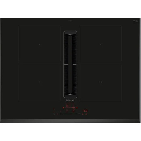 Aparate pentru gatit - Plita incorporabila cu inductie si hota integrata Siemens ED877HQ26E, 80 cm, flexInduction, powerBoost, Home Connect, sticla neagra