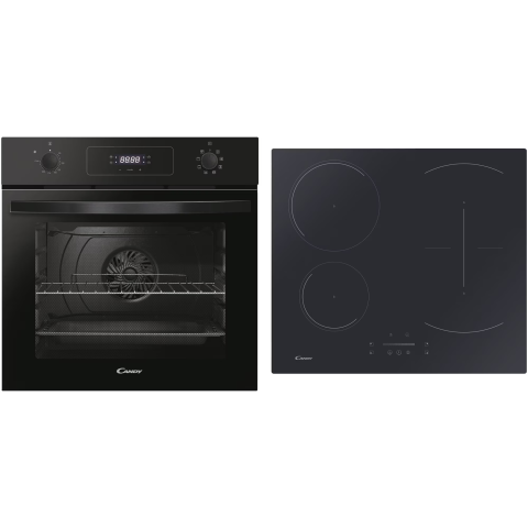 Aparate pentru gatit - Pachet încorporabil Candy – cuptor electric 65 L + plită inducție 4 zone, control touch, negru