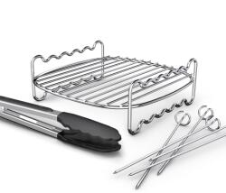 Accesorii pentru aparate pentru gătit - Set accesorii Airfryer – grătar pe două nivele cu frigărui, inox