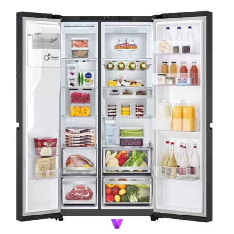 Frigider Side by Side LG GSLE91EVAC, 628L, No Frost, WiFi ThinQ, dispenser apă și gheață, 179 cm, negru [1]