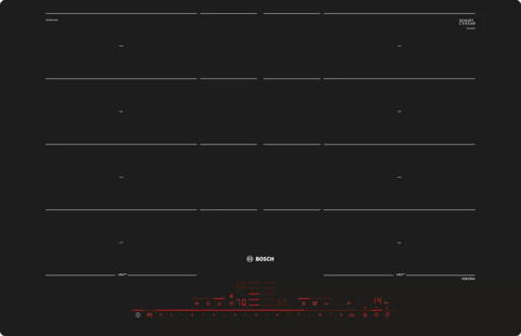 Aparate pentru gatit - Plita incorporabila cu inductie Bosch PXY801DW4E, 80 cm, 4 zone, FlexInduction, DirectSelect Premium, PerfectFry, PerfectCook, Home Connect, negru