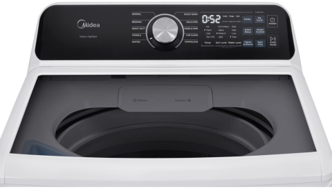 Mașini de spălat rufe si Uscatoare - Masina de spalat rufe Midea MF100T80B-13A, incarcare verticala, 8 kg, 1300 rpm, Clasa A, Steam, AquaStop, alba