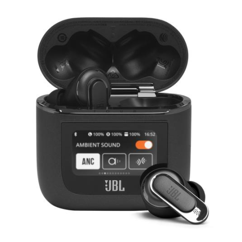TV, Audio-Video si Foto - Căști True Wireless JBL Tour Pro 2, True Adaptive Noise Cancelling, Smart Charging Case™, Bluetooth 5.3, JBL Spatial Sound, 40 Ore Autonomie, Negre