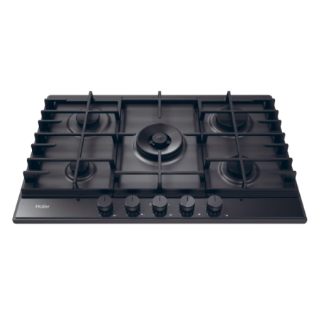 Haier HAVG5D4TB – Plită incorporabilă pe gaz, 5 arzătoare, suport fontă, 75 cm, sticlă neagră [1]