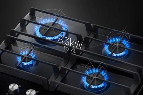 Plită pe gaz încorporabilă 60 cm – 4 arzătoare, grătare fontă, negru [1]