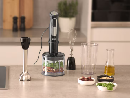 Blender vertical Braun MultiQuick 5 Pro MQ55236M, 1000W, 25 trepte viteză + turbo, accesorii tocător + tel + pahar [1]
