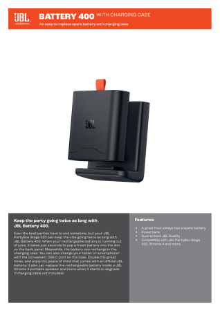 Boxe - Baterie reîncărcabilă JBL Battery 400 cu carcasă de încărcare