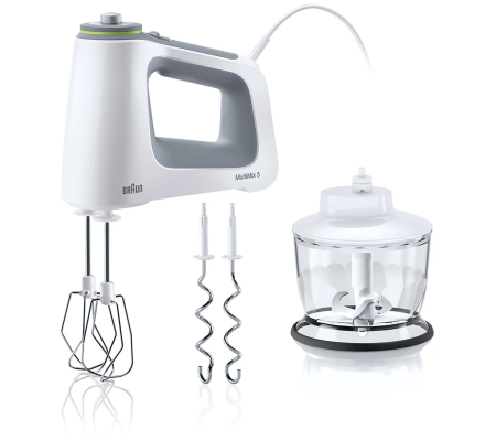 Mixere de mână - Mixer de mână Braun MultiMix 5 HM5137WH, 750 W, 9 viteze, SmartMix, blender & tocător