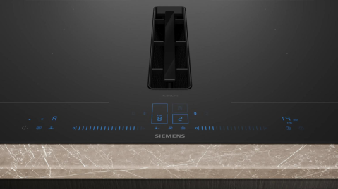 Plita incorporabila cu inductie si hota integrata Siemens EX87BNX68E iQ700, 80 cm, flexInduction, climateControl, Home Connect, negru mat [1]