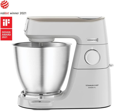 Electrocasnice mici - Kenwood Titanium Chef Baker XL KVL65.001WH, 1200 W, vas 7 L, mixer planetar, cântar integrat