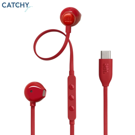 TV, Audio-Video si Foto - JBL Tune 305C căști in-ear cu fir USB-C, JBL Pure Bass Sound, microfon și telecomandă, compatibile Android și PC, roșu