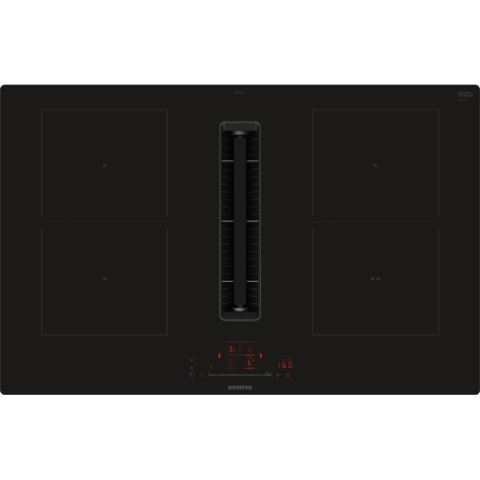 Aparate pentru gatit - Plita incorporabila cu inductie si hota integrata Siemens ED811HQ26E iQ500, 80 cm, CombiZone, powerBoost, Home Connect, negru