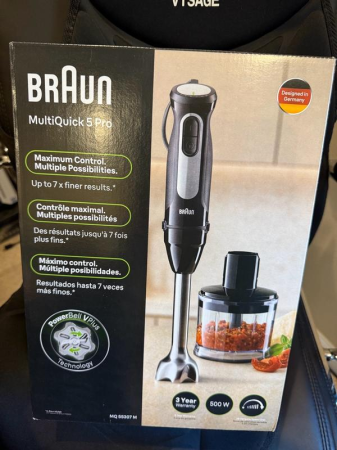 Blender vertical Braun MultiQuick 5 Pro MQ55307M, 1000 W, 25 viteze + Turbo, tocător + tel + pahar [1]