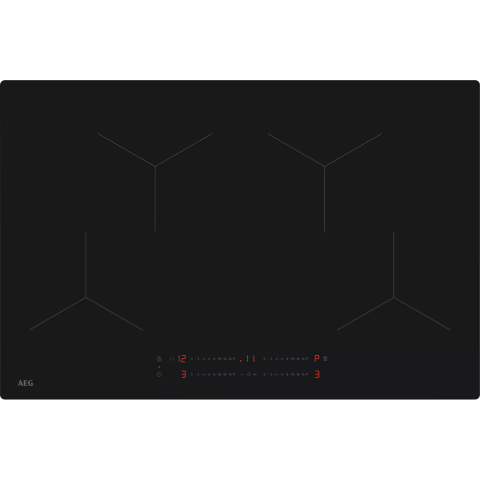 Plite incorporabile - Plita incorporabila cu inductie AEG OIO84A00IT, 80 cm, 4 zone, control touch, Hob2Hood, Negru