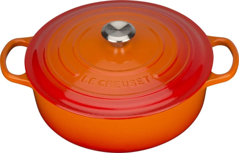 Bucatarie si servire - Bratieră Le Creuset Signature Gourmet-Bräter 30 cm, fontă emailată, 6.2L, cu capac, pentru gătit lent și risotto