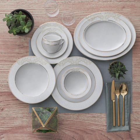 Bucatarie si servire - Set veselă Güral Tolstoy Tafelservice 84 piese, porțelan, pentru 12 persoane, elegant