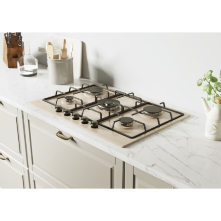 Plita incorporabila Candy CHW7AV4WGT, gaz, 5 zone, 75cm, Avena [1]