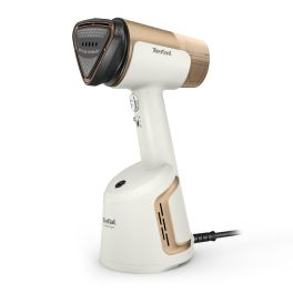 Aparate de călcat vertical - Aparat de călcat vertical cu abur Tefal AeroSteam DT9820F0, 1400W, funcție de aspirare cu 3 niveluri, recipient apă detașabil 130 ml, autonomie 7 minute, talpă monotemp, alb & auriu