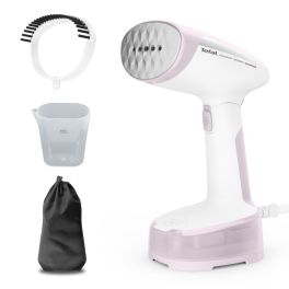 Îngrijirea țesăturilor - Aparat de călcat vertical pliabil Tefal ACCESS STEAM POCKET DT3050E1, 1300W, abur variabil 20 g/min, oprire automata, husă pentru transport, alb & roz