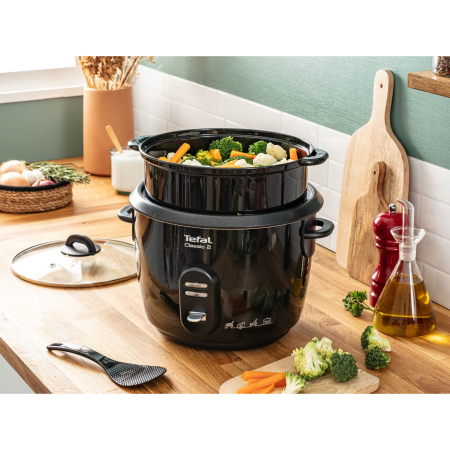 Cuptoare multifuncționale cu aburi - Aparat de gătit multifuncțional Tefal Classic 2 RK103811, 600 W, 5 L, 3 programe, funcţie menţinere la cald, gătire la aburi, negru.