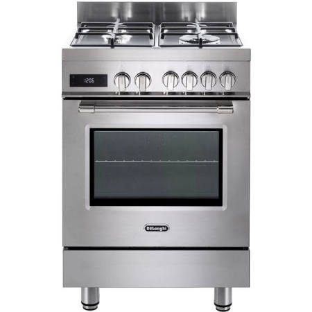 Aparate pentru gatit - Aragaz profesional De'Longhi PRO 66 MXL PZ RO – plită gaz cu 4 arzătoare + cuptor electric multifuncțional, finisaj inox, lăţime 60 cm.