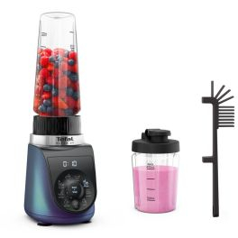 Blendere - Blender Tefal Blend Up BL19H4F0, 1000W, recipiente portabile de 400 ml / 700 ml, 8 programe automate, 6 lame Powelix detașabile, funcție auto curatare - Pulse - zdrobire gheață, albastru & negru