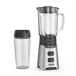 Blendere - Blender Tefal Minimix BL16GE30, 400W, 2 trepte de viteză, recipient termorezistent 0.7 L, recipient portabil 0.6 L, lame detașabile Powelix, argintiu