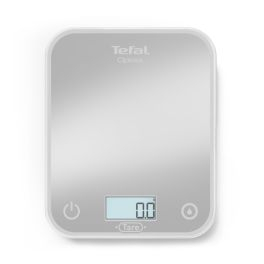 Cântare de bucătărie - Cantar de bucătărie Tefal Optiss BC50U4V0, 5 kg, sticlă securizată, funcție Tara, cantarire a lichidelor, precizie 0.5g, afisaj LCD, cârlig de agățat, gri