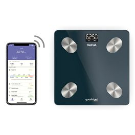 Îngrijire personală - Cantar inteligent Tefal Goodvibes Life+ BM9620S1, 10 indicatori de masurare, greutate max180KG, conectivitate IOS/Android, sticla tratata termic, albastru