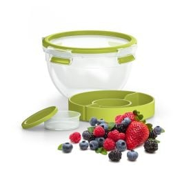 Articole de bucătărie - Caserolă MasterSeal to Go pentru salată K3100112, plastic, capac cu închidere etanş, 1l, transparent și verde