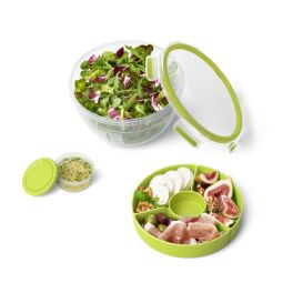 Articole de bucătărie - Caserolă XL MasterSeal ToGo pentru salată N1071310, plastic, capac cu închidere etanş, 2.6l, translucid și verde