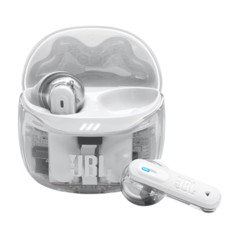 TV, Audio-Video si Foto - Casti audio in-ear JBL Tune Flex 2 Ghost White, True Wireless, Adaptive Noise Cancelling, Bluetooth 5.3, Multi-Point, 48h autonomie, alb transparent